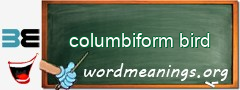 WordMeaning blackboard for columbiform bird